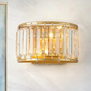 GobekUsa Modern Brass Wall Sconce with Drum-shaped Clear Crystal Shade - 1 Light Living Room Lighting Fixture
