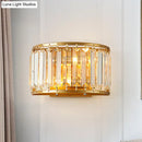 GobekUsa Modern Brass Wall Sconce with Drum-shaped Clear Crystal Shade - 1 Light Living Room Lighting Fixture