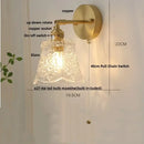 GobekUsa Brass E27 LED Wall Sconce Pull Chain Switch Stair Light Fixtures
