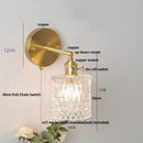GobekUsa Brass E27 LED Wall Sconce Pull Chain Switch Stair Light Fixtures