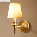 GobekUsa Modern Brass Taper Wall Lamp: Stylish Single-Bulb Fabric Wall Sconce for Corridor