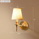 GobekUsa Modern Brass Taper Wall Lamp: Stylish Single-Bulb Fabric Wall Sconce for Corridor