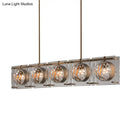 GobekUsa 5-Head Pendant Light - Modern Brass Island Lamp with Faceted Crystal Balls