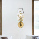 GobekUsa Brass Antler Arm Wall Sconce with Crystal Panel, Modern Design & 1-Bulb Wall Mount Lighting