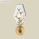 GobekUsa Brass Antler Arm Wall Sconce with Crystal Panel, Modern Design & 1-Bulb Wall Mount Lighting