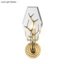 GobekUsa Brass Antler Arm Wall Sconce with Crystal Panel, Modern Design & 1-Bulb Wall Mount Lighting