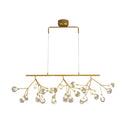 GobekUsa 27-Bulb Island Light Brass Finish Hanging Lamp with Glass Shade - Minimalist Branch Design