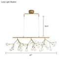 GobekUsa 27-Bulb Island Light Brass Finish Hanging Lamp with Glass Shade - Minimalist Branch Design