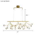 GobekUsa 27-Bulb Island Light Brass Finish Hanging Lamp with Glass Shade - Minimalist Branch Design