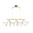 GobekUsa 27-Bulb Island Light Brass Finish Hanging Lamp with Glass Shade - Minimalist Branch Design