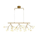 GobekUsa 27-Bulb Island Light Brass Finish Hanging Lamp with Glass Shade - Minimalist Branch Design