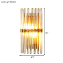 GobekUsa Clear Crystal Half-Cylindrical Wall Sconce Lamp: Contemporary Brass Finish Lighting for Bedroom