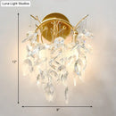 GobekUsa Modern Crystal Wall Mount Sconce Light Fixture with Leaf Faceted Design - 4 Lights - Brass Finish