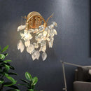 GobekUsa Modern Crystal Wall Mount Sconce Light Fixture with Leaf Faceted Design - 4 Lights - Brass Finish