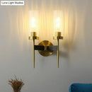 GobekUsa Modern Glass Tube Wall Sconce with Prismatic Design & Brass Finish for Living Room