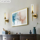 GobekUsa Modern Glass Tube Wall Sconce with Prismatic Design & Brass Finish for Living Room