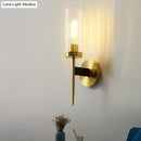 GobekUsa Modern Glass Tube Wall Sconce with Prismatic Design & Brass Finish for Living Room