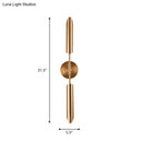 GobekUsa Modern Metal Wall Lamp Sconce with Brass Finish LED Lighting - Tube Up-Down Wall Mount