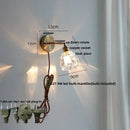 GobekUsa Glass Base LED Wall Sconce, Pull Chain Switch, Modern Rotate Stair Light
