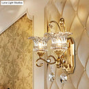 GobekUsa Modern Clear Glass Flower Sconce: Brass Wall Lamp with Crystal Accent - 1/2 Lights