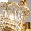 GobekUsa Modern Clear Glass Flower Sconce: Brass Wall Lamp with Crystal Accent - 1/2 Lights