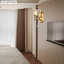 GobekUsa Modern Clear Glass Flower Sconce: Brass Wall Lamp with Crystal Accent - 1/2 Lights