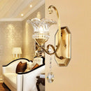 GobekUsa Modern Clear Glass Flower Sconce: Brass Wall Lamp with Crystal Accent - 1/2 Lights