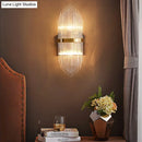 GobekUsa Modern Brass Wall Sconce Light with Fluted Glass Shade - 3-Light Bedroom Sconce, 7/9.5" Width