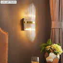 GobekUsa Modern Brass Wall Sconce Light with Fluted Glass Shade - 3-Light Bedroom Sconce, 7/9.5" Width