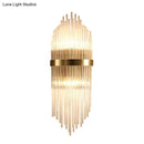 GobekUsa Modern Brass Wall Sconce Light with Fluted Glass Shade - 3-Light Bedroom Sconce, 7/9.5" Width