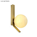 GobekUsa Frosted Glass Sconce: Luxury Brass Wall Mounted Light with Curved Metal Backplate