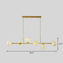 GobekUsa 6-Light Linear Dining Room Island Pendant with Postmodern Metallic Finish and Glass Ball Shades
