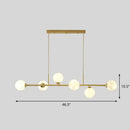 GobekUsa 6-Light Linear Dining Room Island Pendant with Postmodern Metallic Finish and Glass Ball Shades
