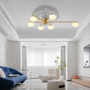 GobekUsa Brass Glass Ceiling Lamp, G9 Bulb Suspension Light for Bedroom, Living Room