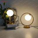 GobekUsa Brass Glass LED Table Lamp | Modern Bedside Reading Desk Light