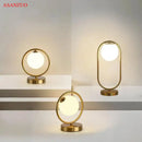 GobekUsa Brass Glass LED Table Lamp | Modern Bedside Reading Desk Light
