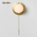 GobekUsa Glass Round Wall Lamp Brass Wall Light for Living Room & Bedroom