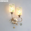 GobekUsa Modernist Glass Cylinder Sconce with 2 Lights and Gold Pull Chain - Wall Mounted Lamp