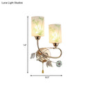 GobekUsa Modernist Glass Cylinder Sconce with 2 Lights and Gold Pull Chain - Wall Mounted Lamp