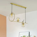 GobekUsa Modern Clear Glass Pendant Light Fixture with White Bird - Global Island Lamp, Gold Trim, 3 Heads