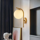 GobekUsa Modern Brass Wall Mounted Bedside Lamp with Grey/Clear Water/White Glass Shade