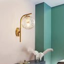 GobekUsa Modern Brass Wall Mounted Bedside Lamp with Grey/Clear Water/White Glass Shade