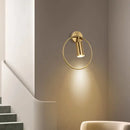 GobekUsa Brass Gold Ring Adjustable LED Wall Sconce Light for Home Hotel Corridor