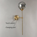GobekUsa Golden Glass Ball LED Wall Lamps with Touch Switch, Modern Nordic Decor Lighting