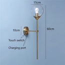 GobekUsa Golden Glass Ball LED Wall Lamps with Touch Switch, Modern Nordic Decor Lighting