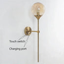 GobekUsa Golden Glass Ball LED Wall Lamps with Touch Switch, Modern Nordic Decor Lighting
