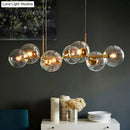 GobekUsa Modern Brass Island Light with Dome Glass Shades - 8-Light Dining Room Suspension Lighting