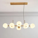 GobekUsa Modern Brass Island Light with Dome Glass Shades - 8-Light Dining Room Suspension Lighting