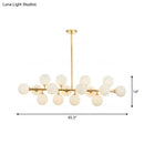 GobekUsa Minimalistic Milky Glass Pearl 16-Bulb Brass Hanging Island Lamp