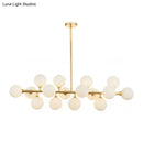 GobekUsa Minimalistic Milky Glass Pearl 16-Bulb Brass Hanging Island Lamp